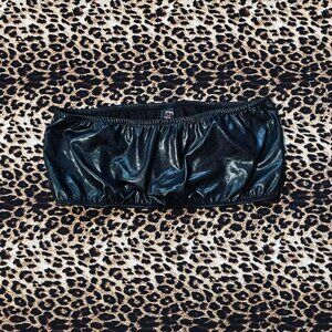 ♡︎ black faux leather tube top ♡︎